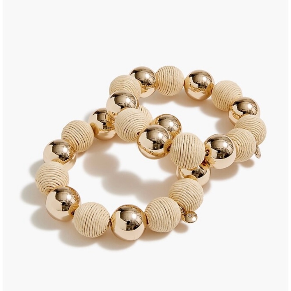 🛍️NWT J Crew Gold bead and straw bracelets